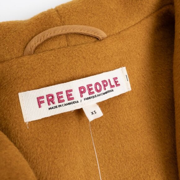 Free People Wrap Coat Narcissus Cut Shawl Collar Belted Jacket Mina - Picture 13 of 13